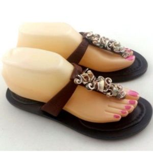 Sam Edelman Brown Leather embellished sand…